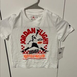 Jordan Kids White Tee with Red Chicago Style Graphic